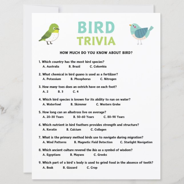 Bird Trivia Game (Voorkant)