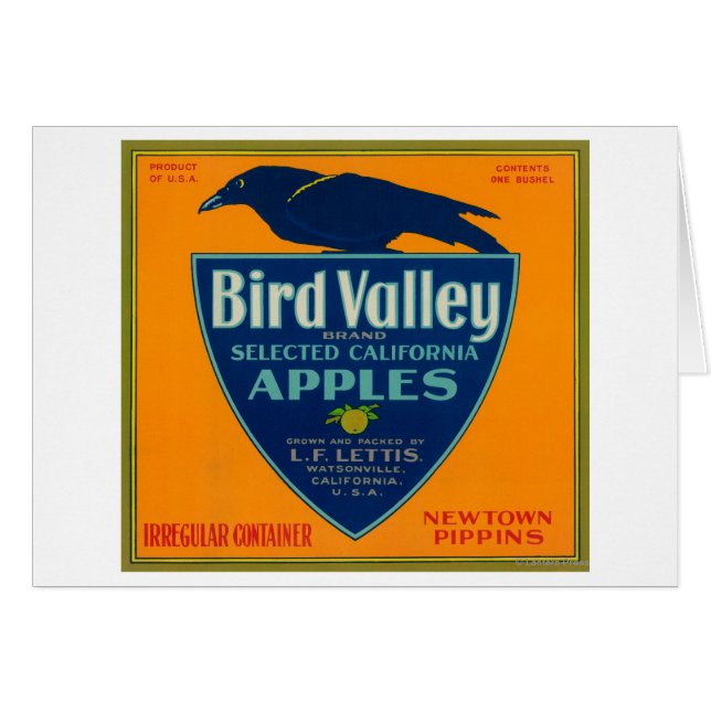Bird Valley Apple Crate LabelWatsonville, CA (Voorkant Horizontaal)