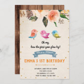 Bird verjaardagsuitnodiging baby shower kaart (Voorkant / Achterkant)