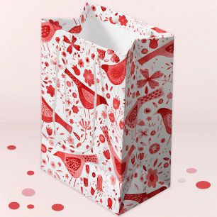Bird Waterverf Red Medium Cadeauzakje