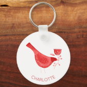 Bird Waterverf Red Persoonlijk Sleutelhanger (Achterkant)