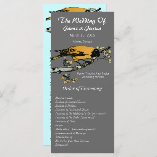 Bird Wedding Programme Programma (Voorkant / Achterkant)