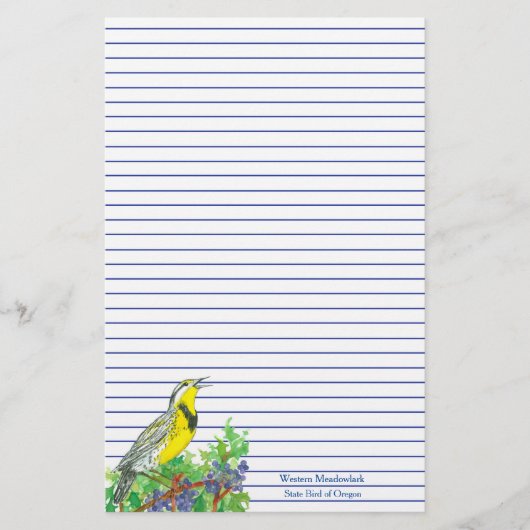 Bird Western Meadowlark Blue Lined Briefpapier (Voorkant)