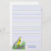Bird Western Meadowlark Blue Lined Briefpapier (Voorkant / Achterkant)