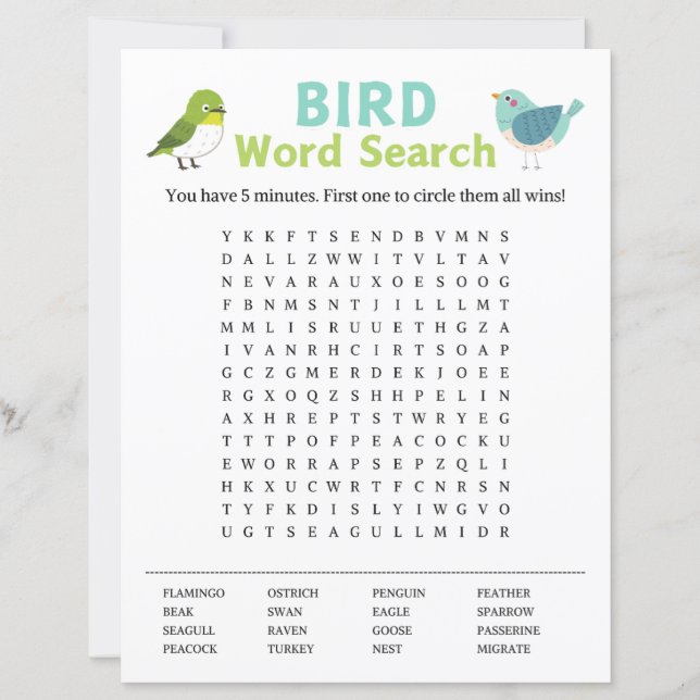 Bird Word Search Game (Voorkant)