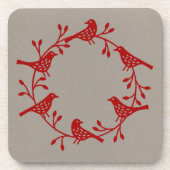Bird Wreath Modern Scandinavian Bier Onderzetter (Voorkant)