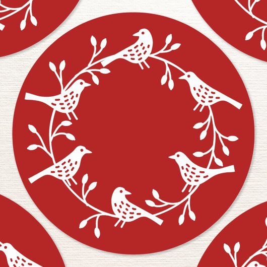 Bird Wreath Modern Scandinavian Style Ronde Sticker