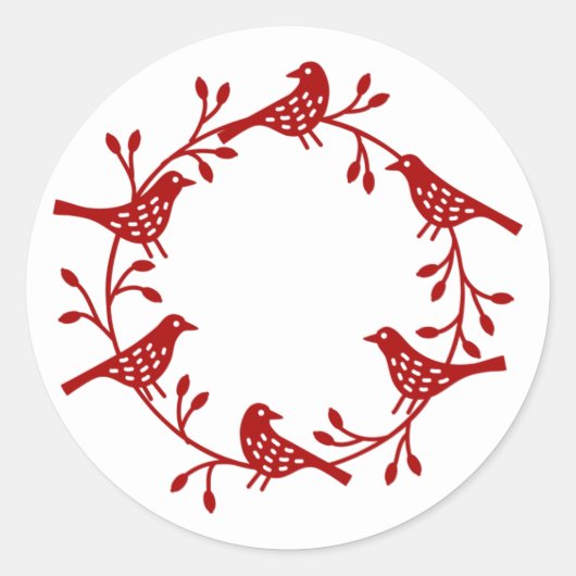 Bird Wreath Modern Scandinavian Style Ronde Sticker (Voorkant)