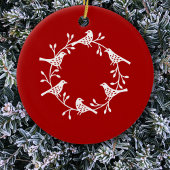 Bird Wreatwhite Red Keramisch Ornament