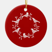 Bird Wreatwhite Red Keramisch Ornament (Voorkant)