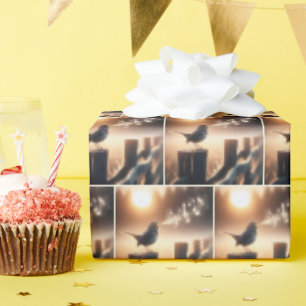 Bird zingen een lied op een hekpaal cadeaupapier