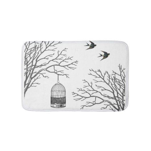 Birdcage Bare Branch Swallows Bathmat Badmat (Voorkant)