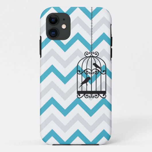 Birdcage Chevron ZigZag Blue iPhone 5 Case-Mate iPhone Case (Achterkant)