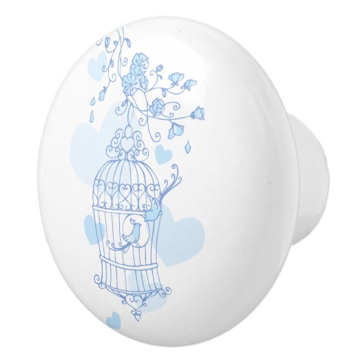 Birdcage deux coeurs inséparables poignée bleue (Droite)