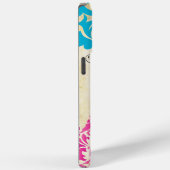 Birdcage Oiseau Corail rose Aqua Damask coque ipho (Verso / Droite)