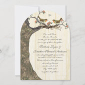 Birdcage Peach & Grey  Birds Wedding Invite Kaart (Voorkant)