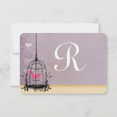 Birdcage Pink and Eggplant Wedding Invitations RSVP Kaartje (Achterkant)