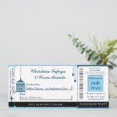 Birdcage/Roze Str Boarding Pass Weduwen Uitnodigin Kaart (Staand voorkant)