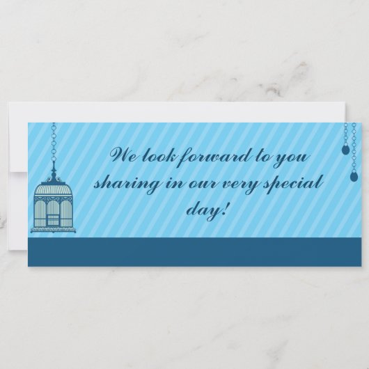 Birdcage/Roze Str Boarding Pass Weduwen Uitnodigin Kaart (Achterkant)