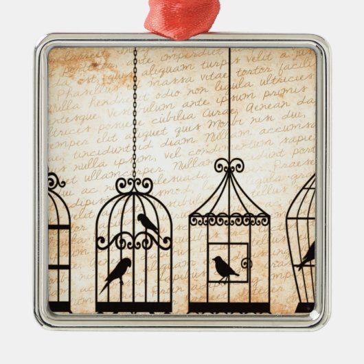 Birdcage Silhouettes Metalen Ornament (Voorkant)