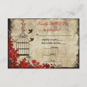 Birdcage Wedding RSVP Rood Kaartje