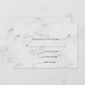 Birdcages Et Fleurs À La ModeCarte De Réponse Mari (Devant / Derrière)