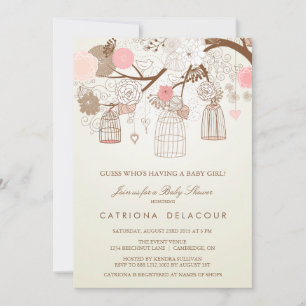 BIRDCAGES FLORAL BABY SHOWER INVITATION KAART