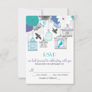  Birdcages Spring Floral RSVP-kaart RSVP Kaartje