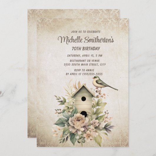 Birdhouse Botanische Natuur 70e verjaardag Kaart (Voorkant / Achterkant)