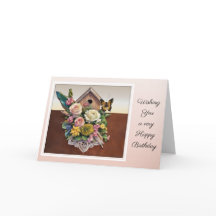 Birdhouse Bouquet - Birthday Card