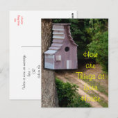 Birdhouse de cèdre sur une carte postale d'arbre - (Devant / Derrière)