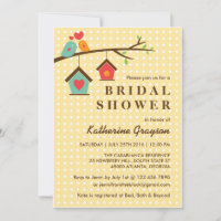 Birdhouse en Tortelduifjes Polka Dots Invitation