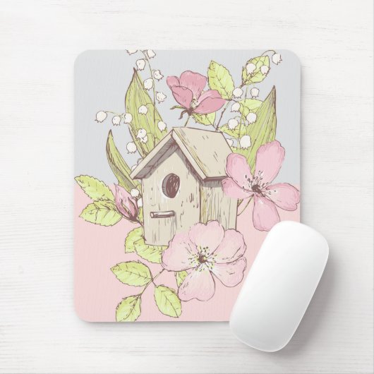 Birdhouse Floral Colorblock Muismat (Met muis)