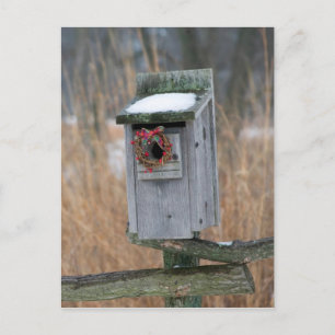 Birdhouse met Holiday Wreater Feestdagenkaart