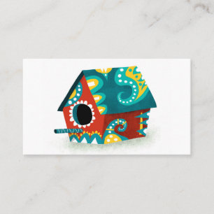 Birdhouse Visitekaartjes - Red White Gold Aqua