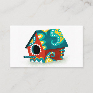 Birdhouse Visitekaartjes - Red White Gold Aqua