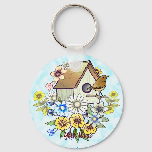 Birdhouse Wren sleutelhanger (Voorkant)