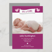 Birdie Banner Baby Photo Faire-part de naissance (Devant / Derrière)