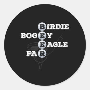 Birdie Bogey Eagle Par Beer Golf Ball Funny Golfer Ronde Sticker