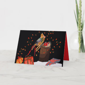 Birdie customizable holiday  card kaart
