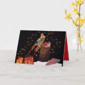 Birdie customizable holiday  card kaart (Gele Bloem)