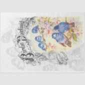 Birdie Darling Blue Birds Cherry Blossom ontlepagi Tissuepapier (Voorkant)
