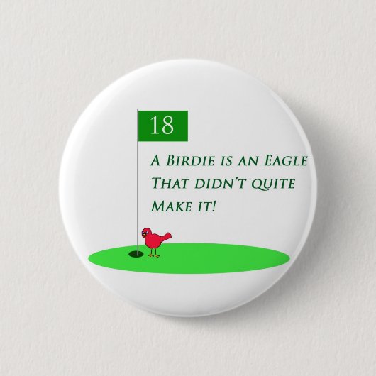 Birdie Eagle Golf Cartoon Button (Voorkant)