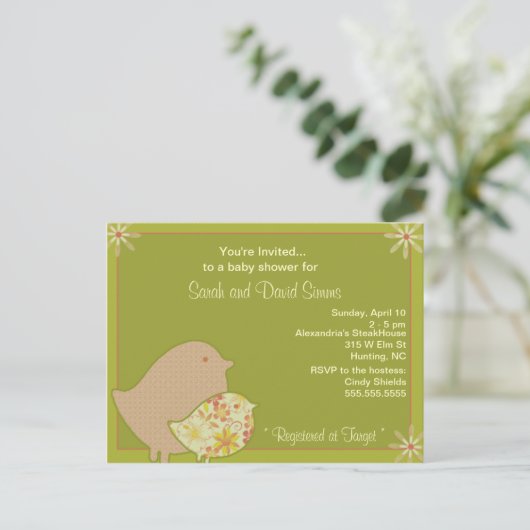 Birdie Invites Uitnodiging Briefkaart (Staand voorkant)