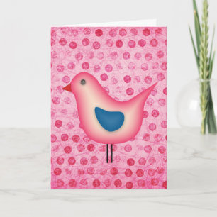 Birdie op Pink Polka Dots Kaart