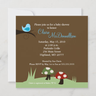 Birdie Woodland 5x5 Baby shower Invitation