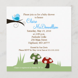Birdie Woodland 5x5 Baby shower Invitation