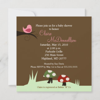 Birdie Woodland 5x5 Baby shower Invitation