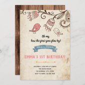 Birdies Birthday Uitnodiging (Voorkant / Achterkant)