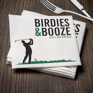 Birdies & Booze Volwassen Golf Verjaardagsfeest Servet